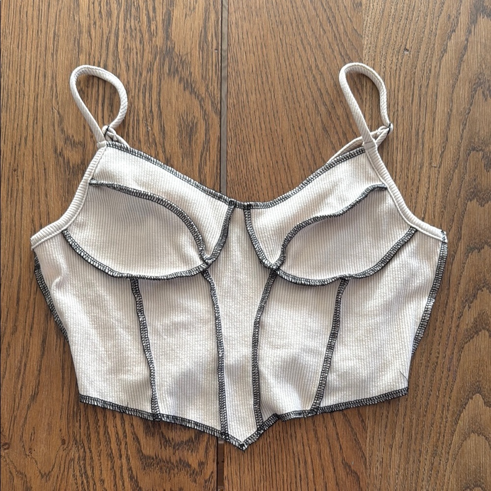 Miss Lola Cream and Black Crop Top